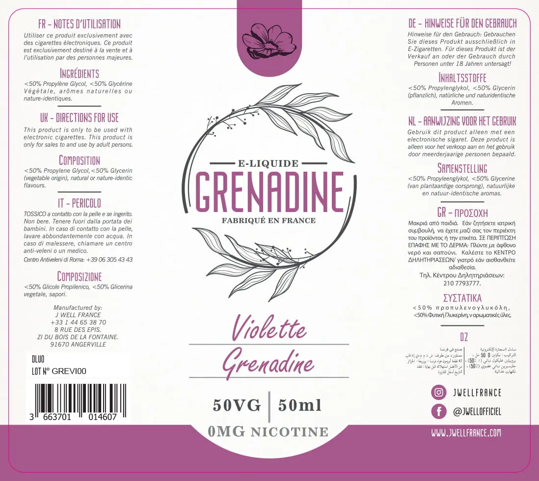80X90 50ML GRENADINE VIOLETTE 50ml - PELIC MAT