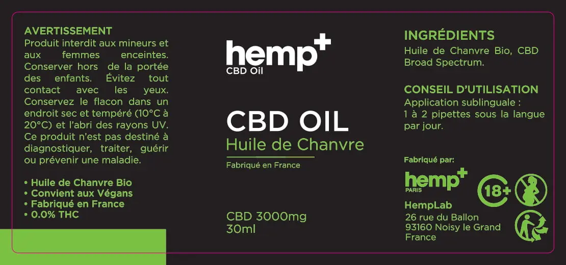 40X90 30ML HEMP_LABEL_OIL_Chanvre_3000mg_crv PELLIMAT