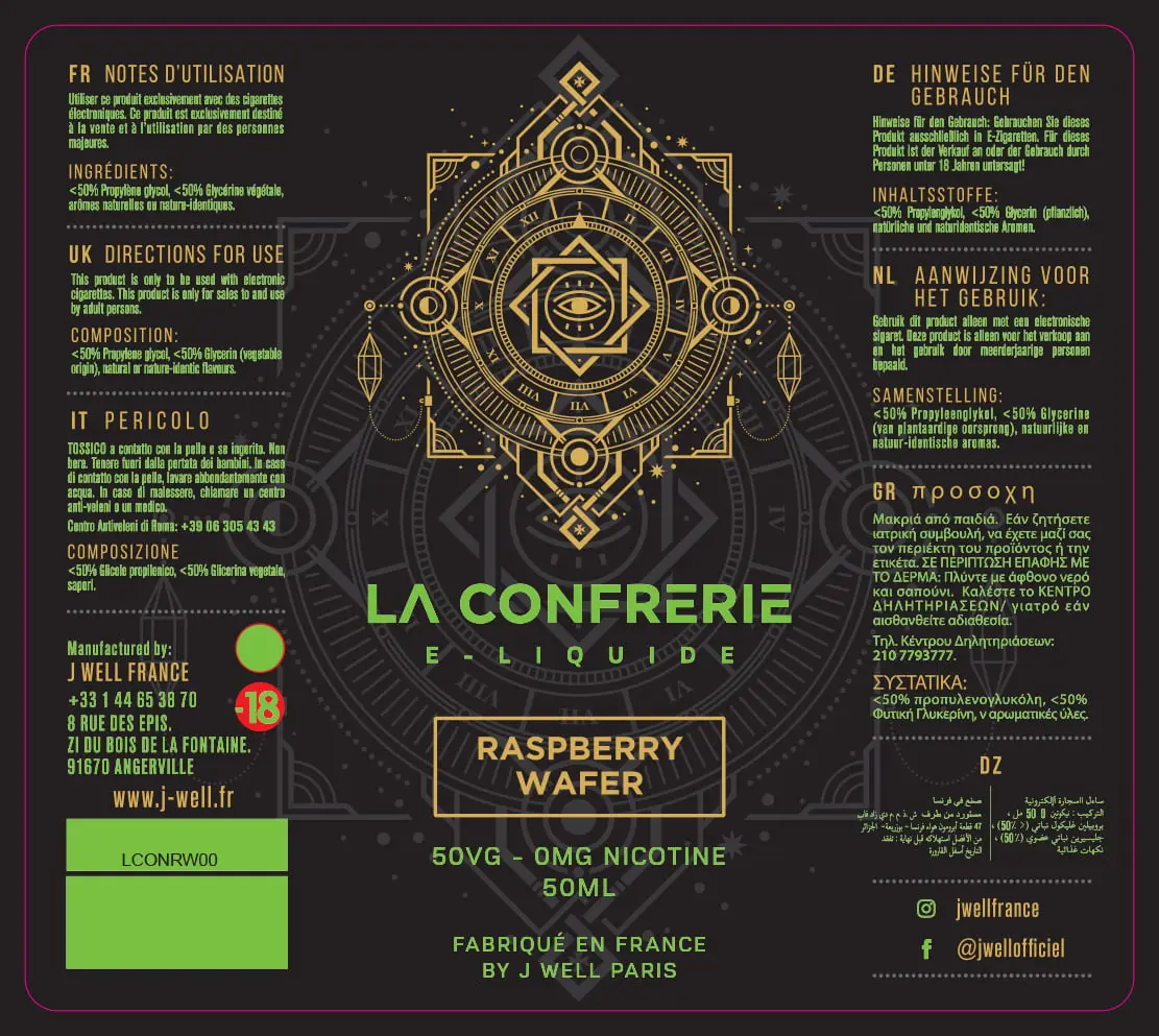 80X90 50ML LA CONFRERIE 50ml_RASPBERRY-WAFER PPAG PELICOM ETX