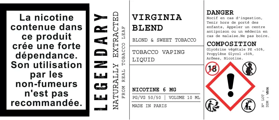 30X76 10ML LEGENDARY_VIRGINIA BLEND_10ml_6MG_crv