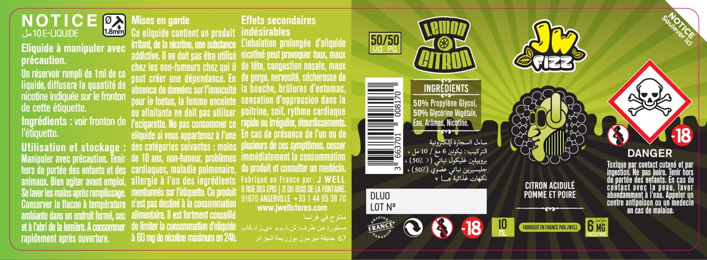 40X114 10ML LEMON FIZZ 10ml ALGERIA-6mg