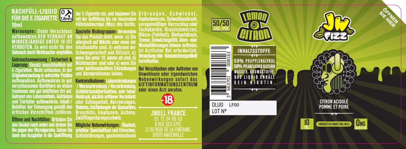 40X114 10ML LEMON FIZZ 10ml GERMAN_0mg