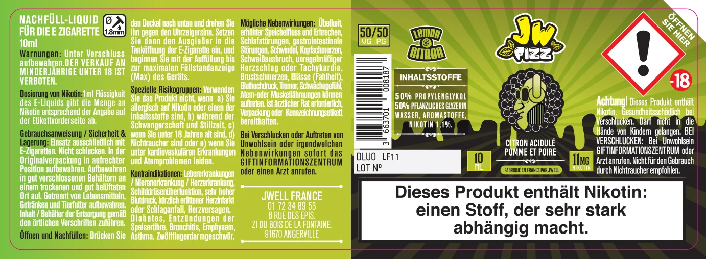 40X114 10ML LEMON FIZZ 10ml GERMAN_11mg