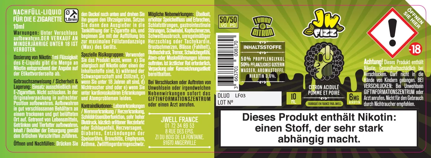 40X114 10ML LEMON FIZZ 10ml GERMAN_3mg