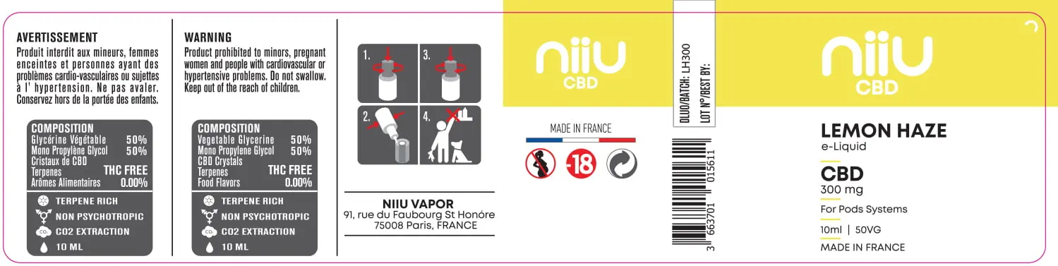 30X125 10ML LEMON-HAZE-CBD_300mg_NIIU_10ml-125x30mm
