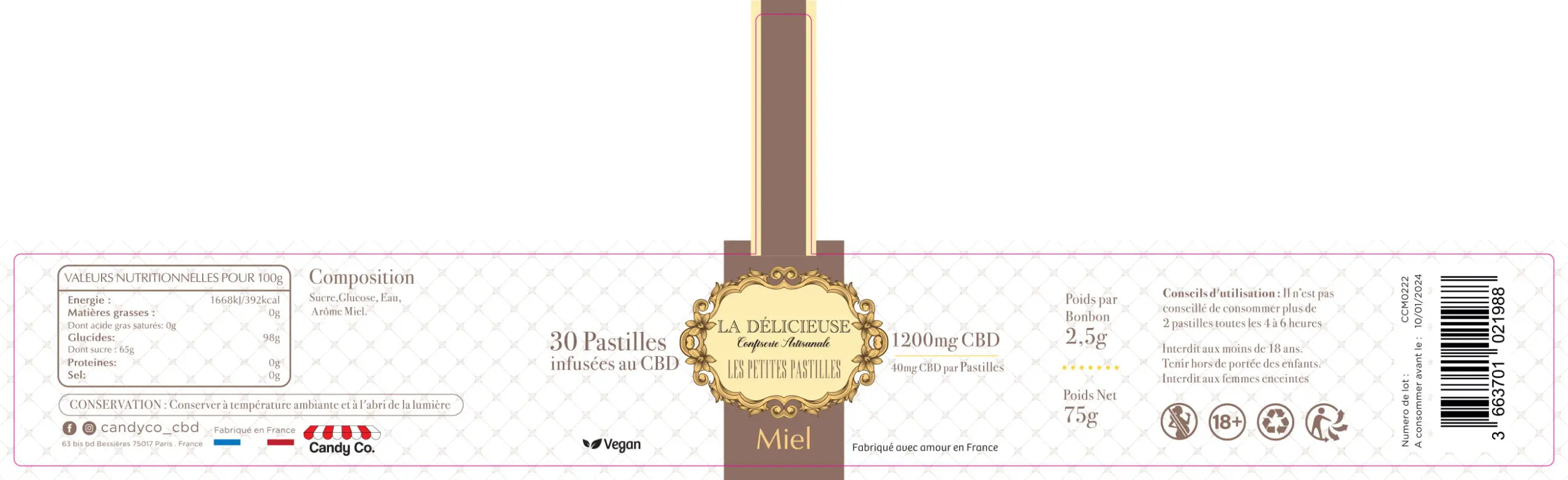 64X218 La Delicieuse-Pastilles-Jaune