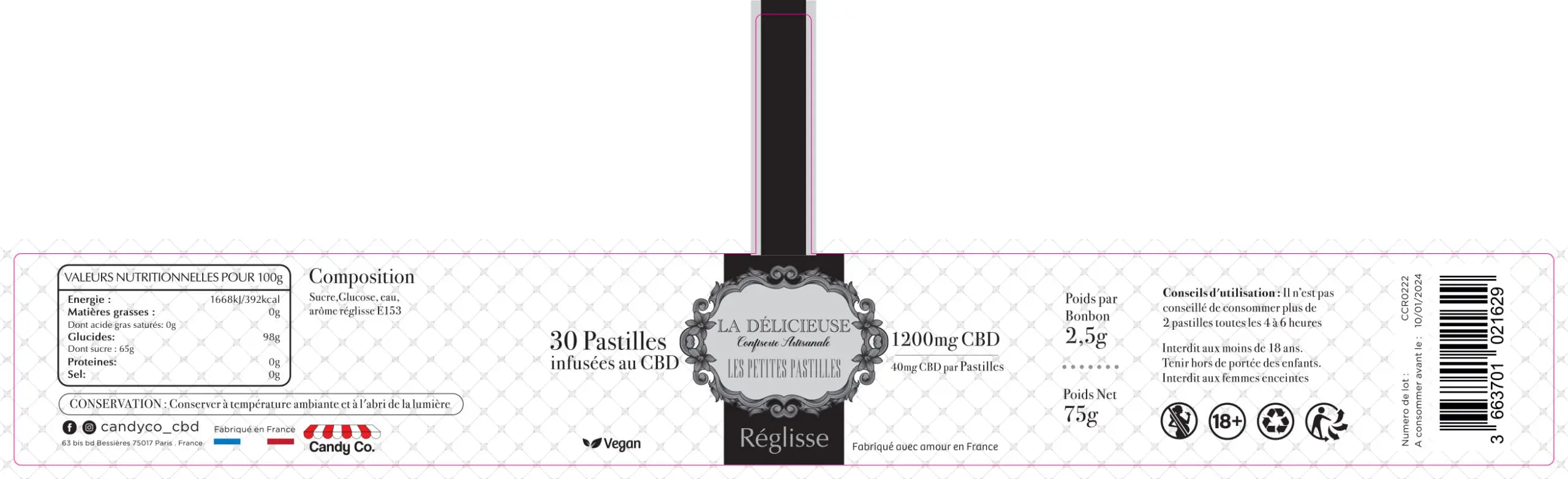 64X218 La Delicieuse-Pastilles-Noir (text edit) copie