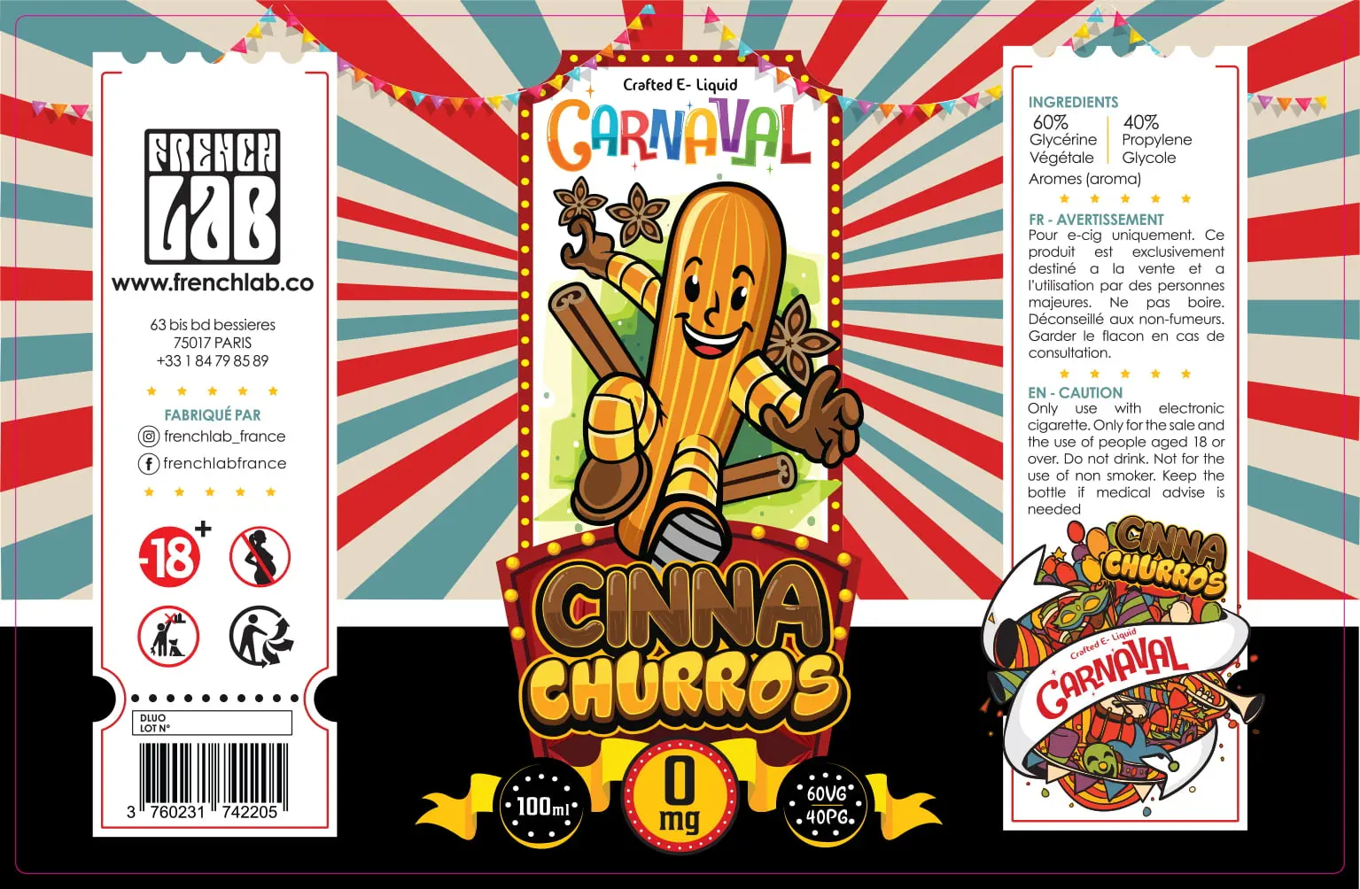 82X127 100ML Label-Carnaval-CINNA CHURROS