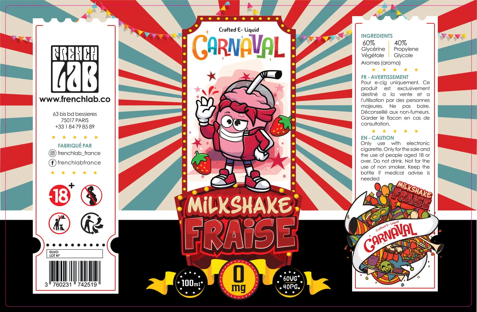 82X127 100ML Label-Carnaval-MILKSHAKE FRAISE