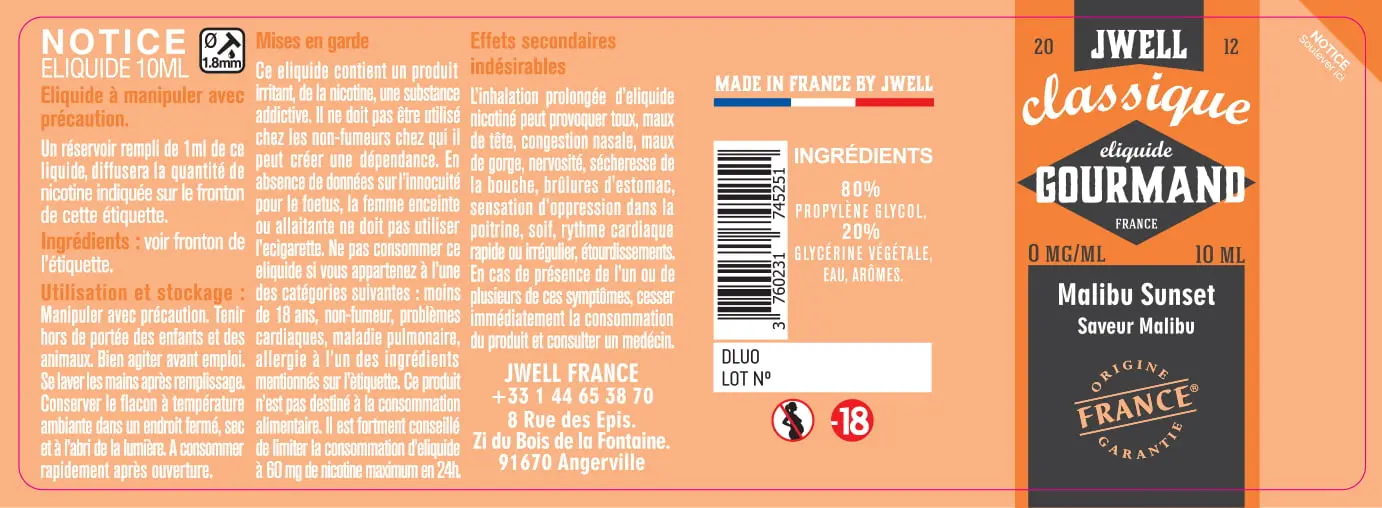 40X114 10ML MALIBU-SUNSET-0mg