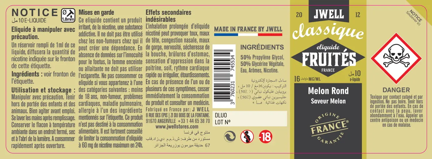 40X114 10ML MELON ROND 10ml ALGERIA-16mg