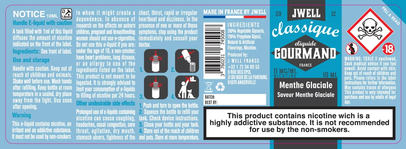 40X114 10ML MENTHE GLACIALE 10ml-UK - 11mg