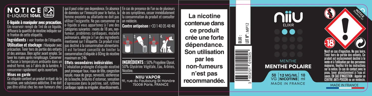 30X125 10ML MENTHE-POLAIRE_NIIU-Elixir_10ml_12mg_FR