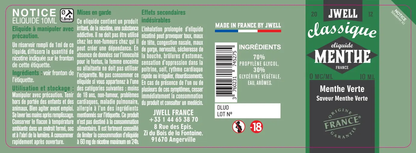 40X114 10ML MENTHE-VERTE-10ml-0mg