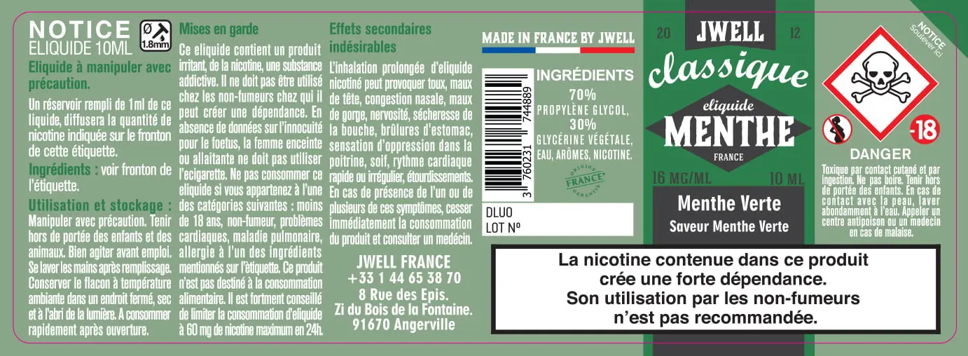40X114 10ML MENTHE-VERTE-10ml-16mg