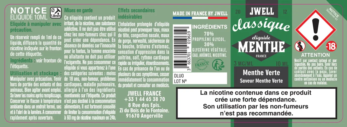 40X114 10ML MENTHE-VERTE-10ml-3mg