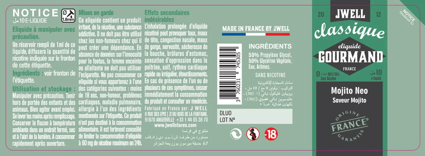 40X114 10ML MOJITO NEO 10ml ALGERIA-0mg