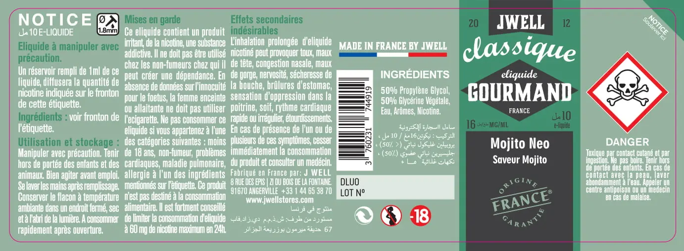 40X114 10ML MOJITO NEO 10ml ALGERIA-16mg