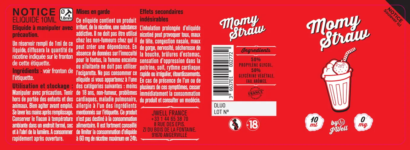40X114 10ML MOMY STRAW 10ml label-0mg
