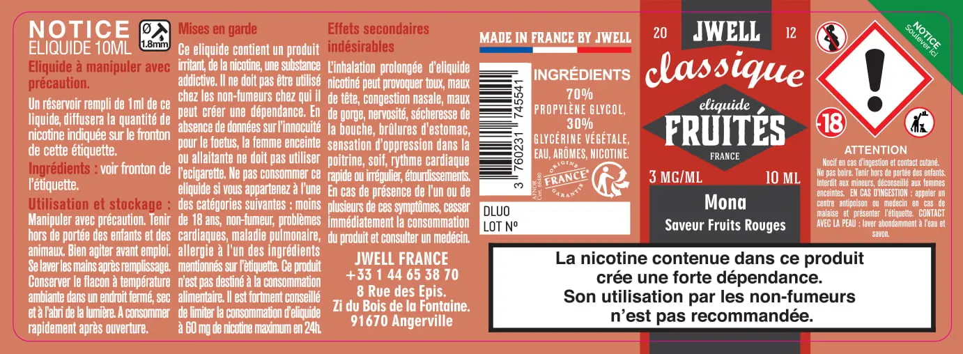 40X114 10ML MONA 10ml_3MG - CLASSIC FRUITES