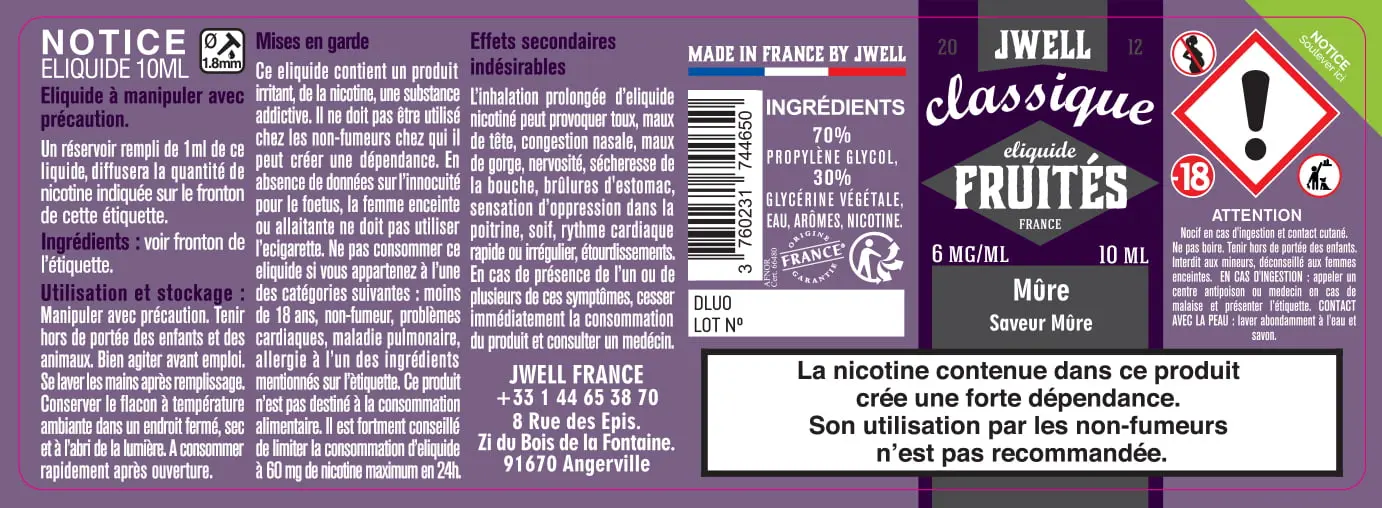 40X114 10ML MURE 10ml_6MG - CLASSIC FRUITES