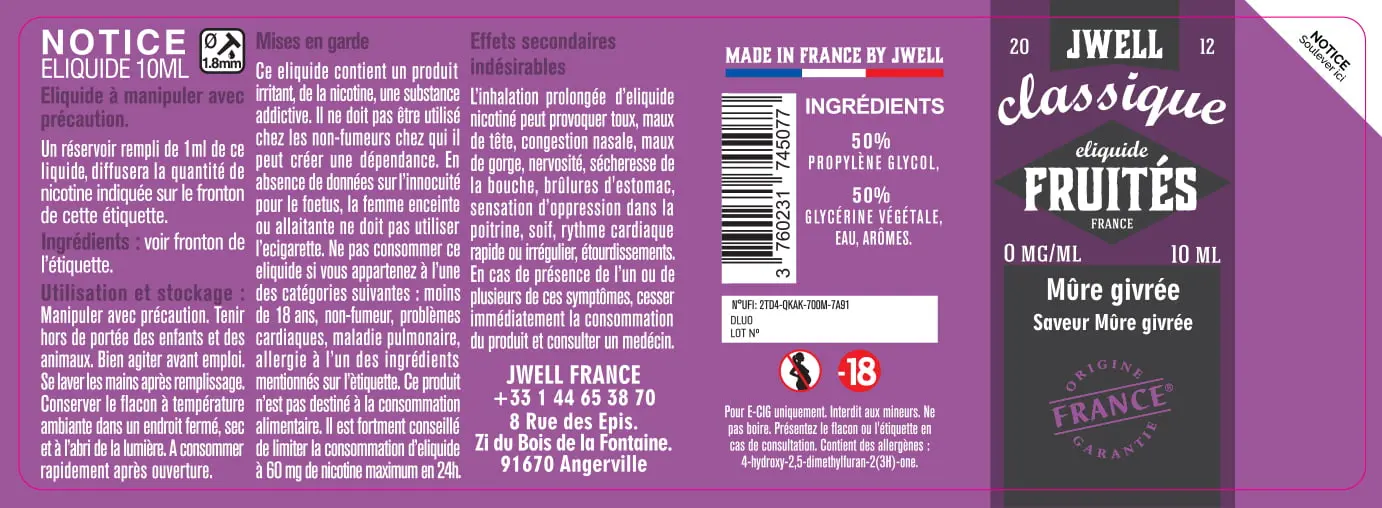 40X114 10ML MURE GIVREE 10ML_0MG_CLASSIC FRUITES