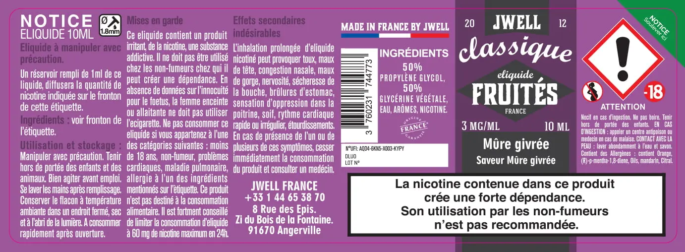 40X114 10ML MURE GIVREE 10ML_3MG_CLASSIC FRUITES