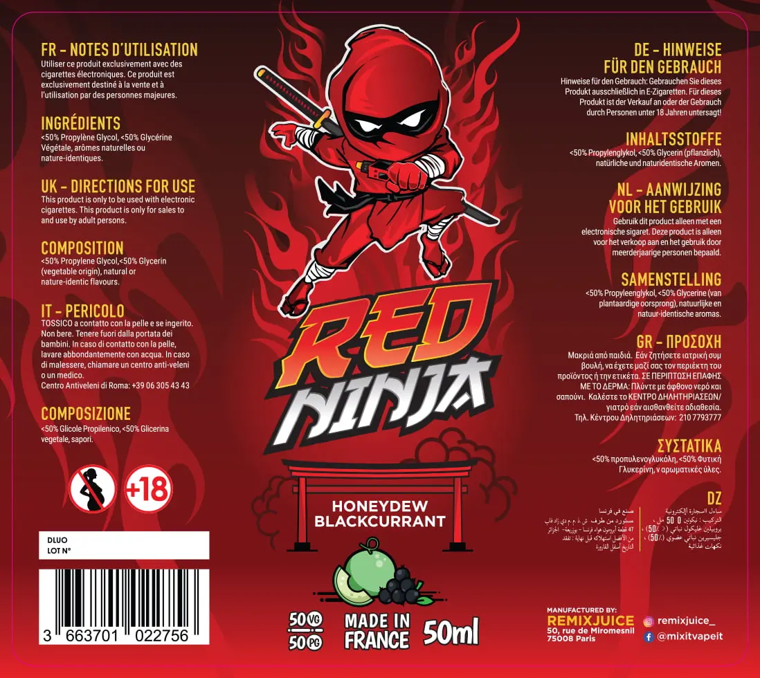 80X90 50ML NINJA - RED NINJA 50ML VB