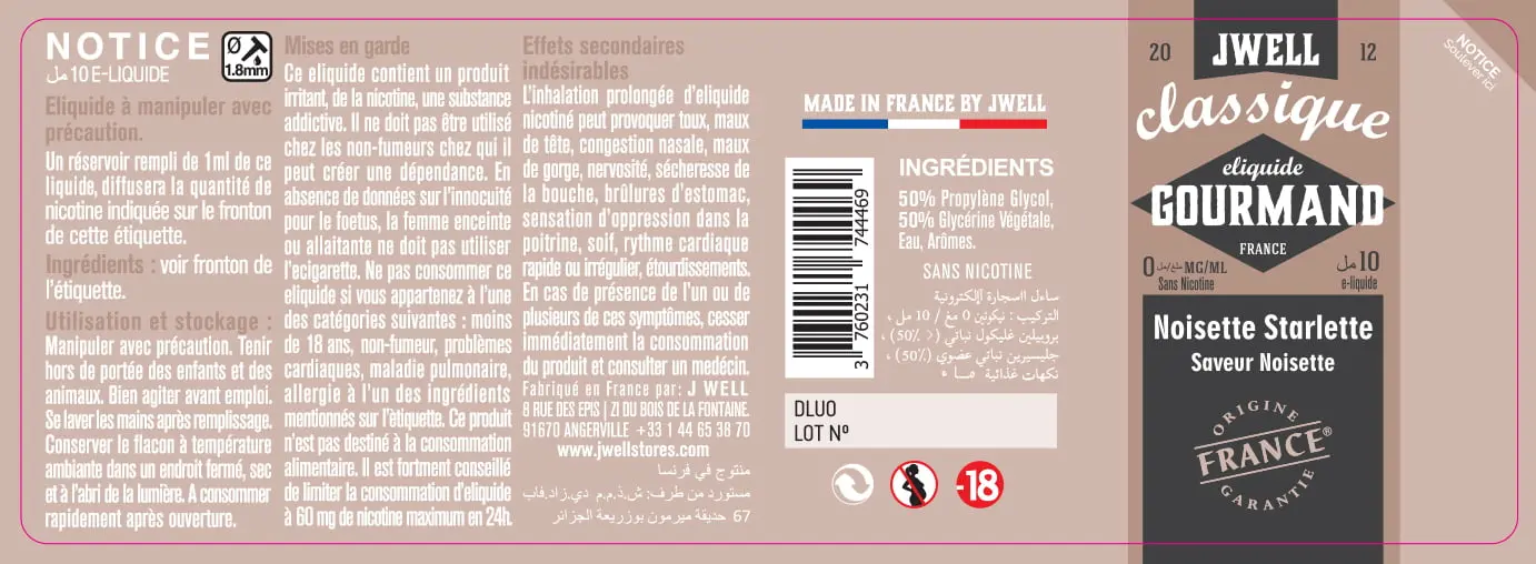 40X114 10ML NOISETTE STARLETTE 10ml ALGERIA-0mg