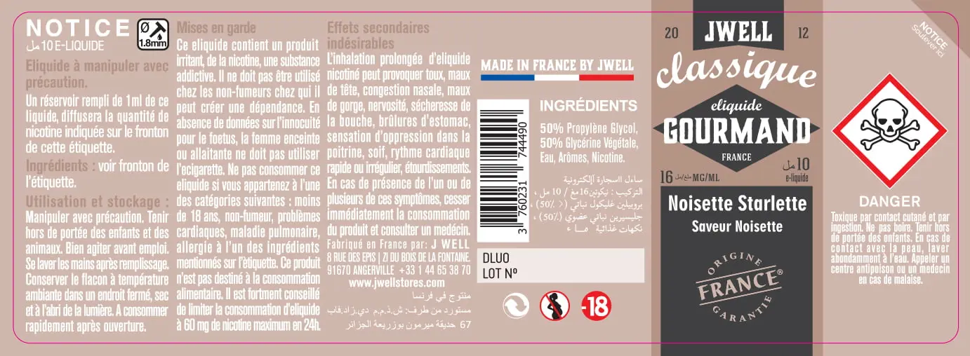 40X114 10ML NOISETTE STARLETTE 10ml ALGERIA-16mg
