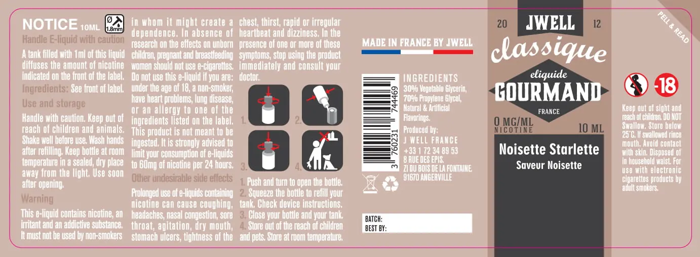 40X114 10ML NOISETTE STARLETTE 10ml-UK - 0mg