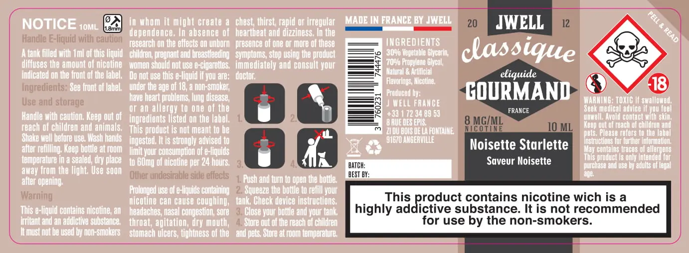 40X114 10ML NOISETTE STARLETTE 10ml-UK - 8mg
