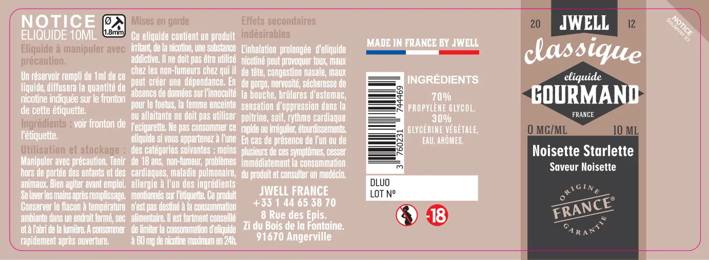 40X114 10ML NOISETTESTARLETTE-10ml-0mg