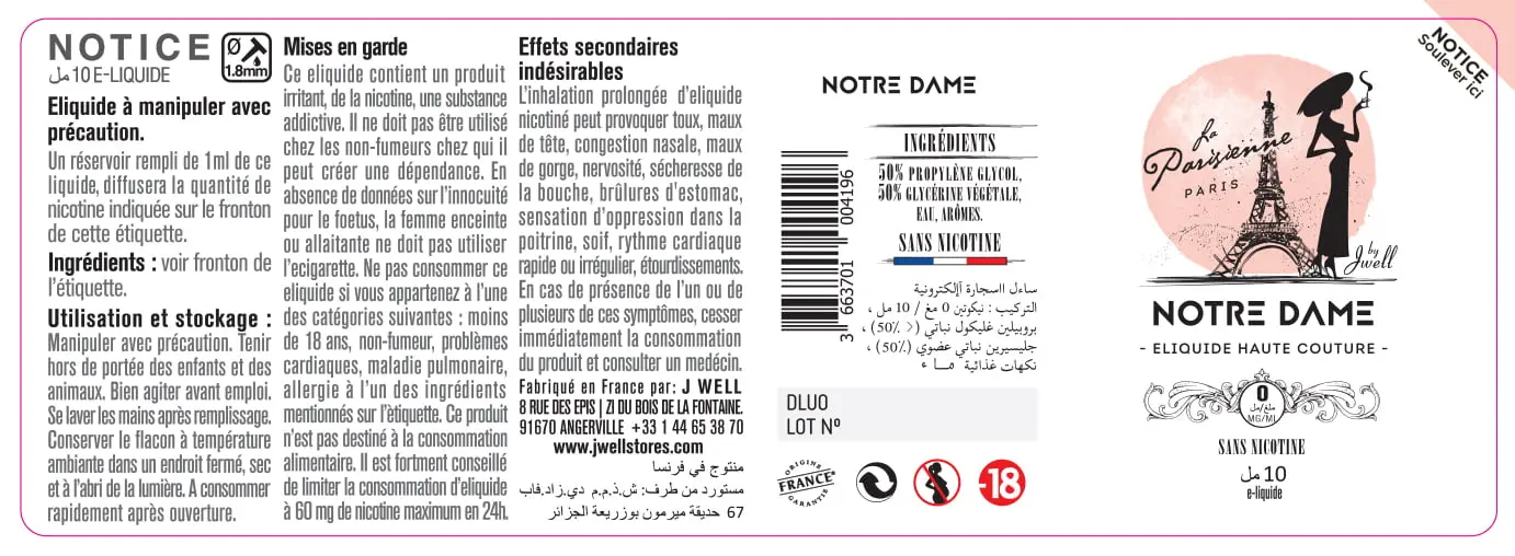 40X114 10ML NOTRE DAME 10ml ALGERIA-0mg