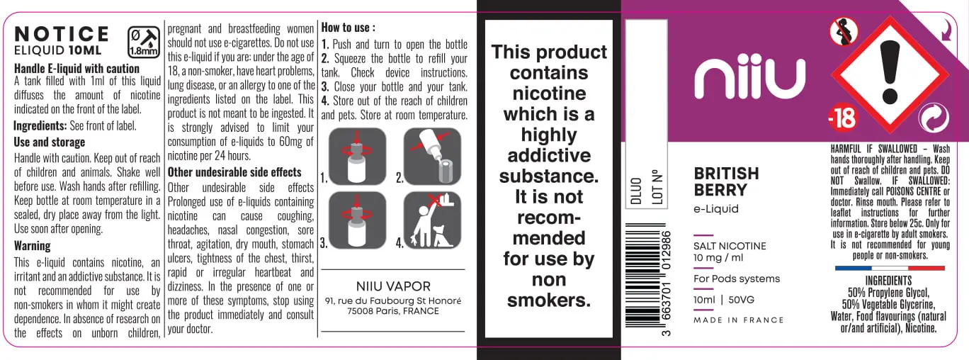 40X114 10ML Niiu Salt 10mg_10ml_UK British Berry