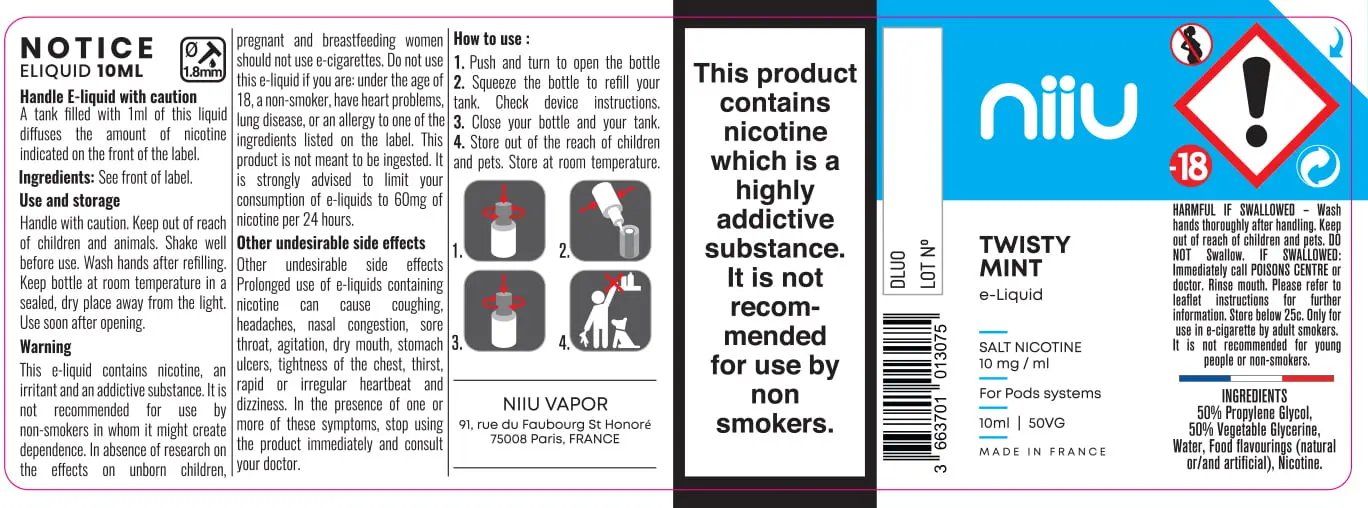 40X114 10ML Niiu Salt 10mg_10ml_UK Twisty Mint