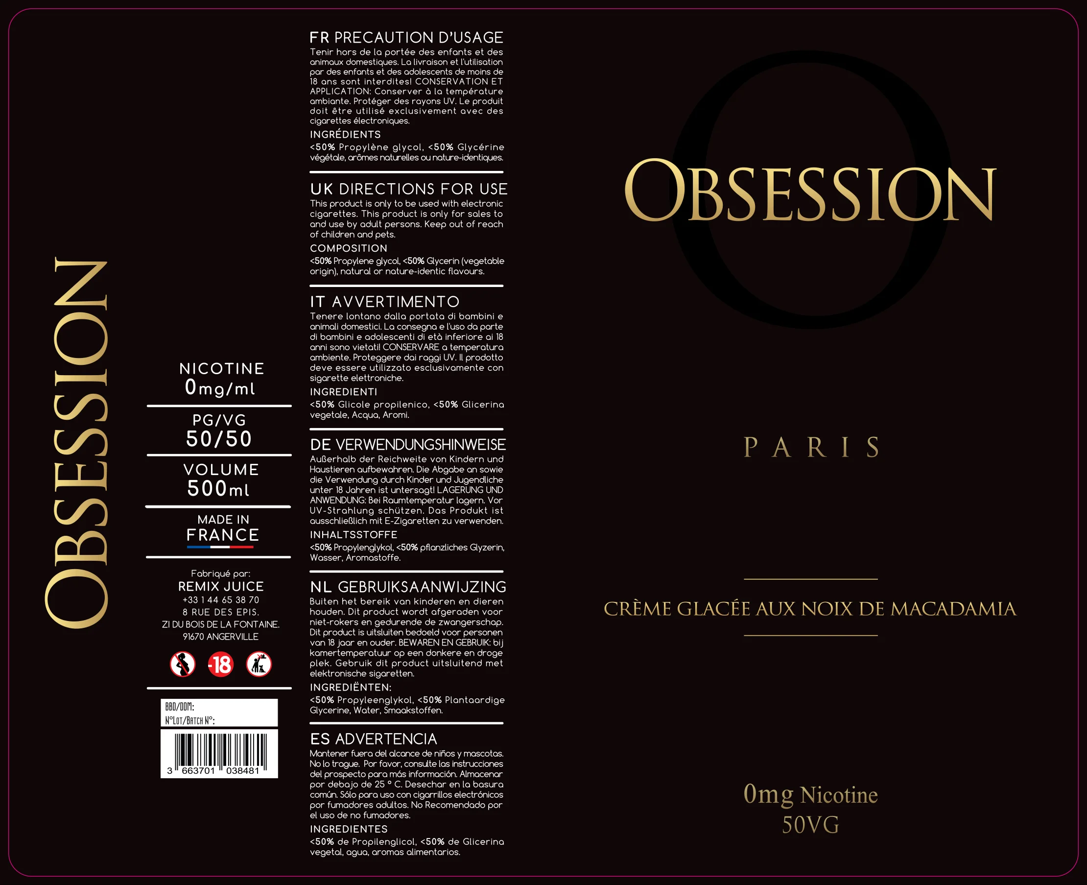 150X185 500ML OBSESSION