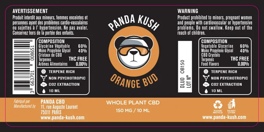 33.5X70 10ML ORANGE BUD_Panda Kush_150MG_10ml