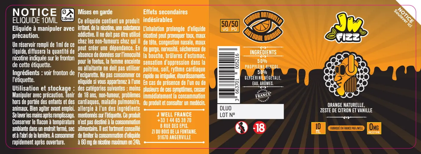 40X114 10ML ORANGE-NATURELLE-10ml-0mg