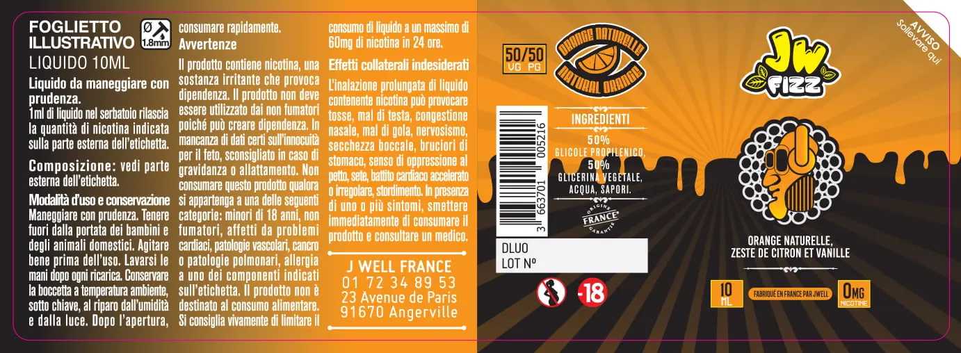 40X114 10ML ORANGE NATURELLE 10ml-IT- 0mg