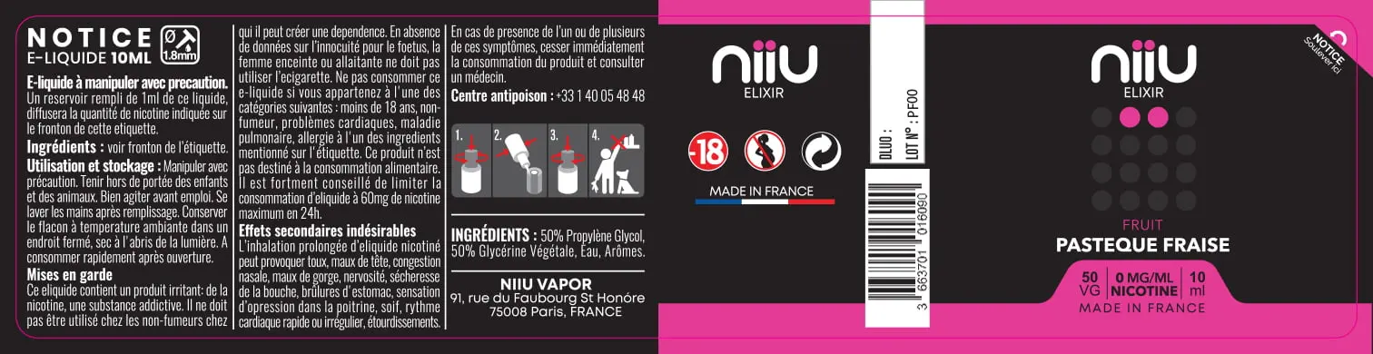 30X125 10ML PASTEQUE-FRAISE_NIIU-Elixir_10ml_0mg_FR