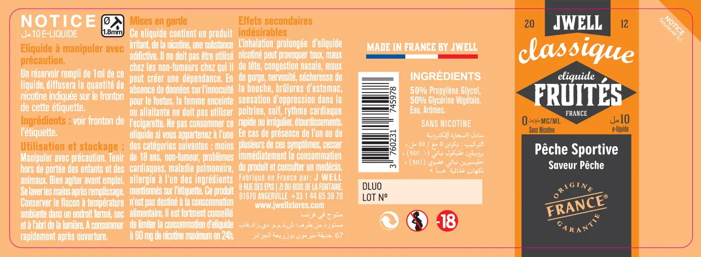 40X114 10ML PECHE SPORTIVE 10ml ALGERIA-0mg