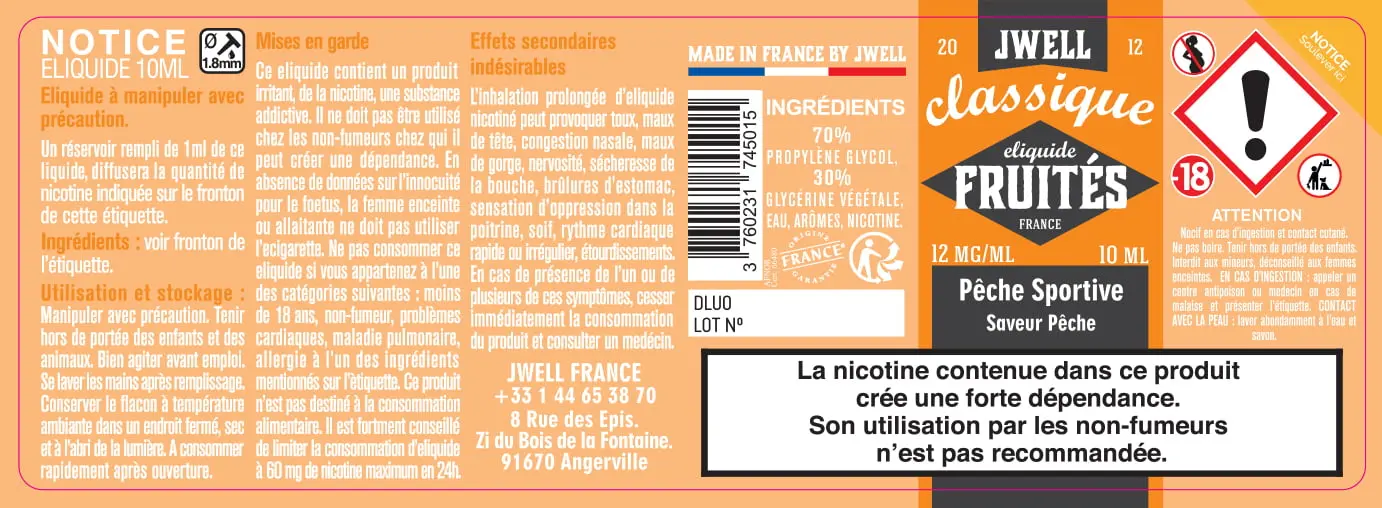 40X114 10ML PECHE SPORTIVE 10ml_12MG - CLASSIC FRUITES