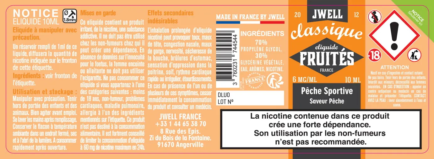 40X114 10ML PECHE SPORTIVE 10ml_6MG - CLASSIC FRUITES