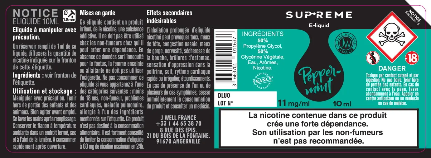 40X114 10ML PEPPERMINT_SUPREME_10ml_11mg