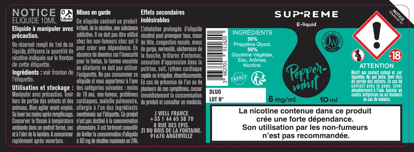 40X114 10ML PEPPERMINT_SUPREME_10ml_6mg