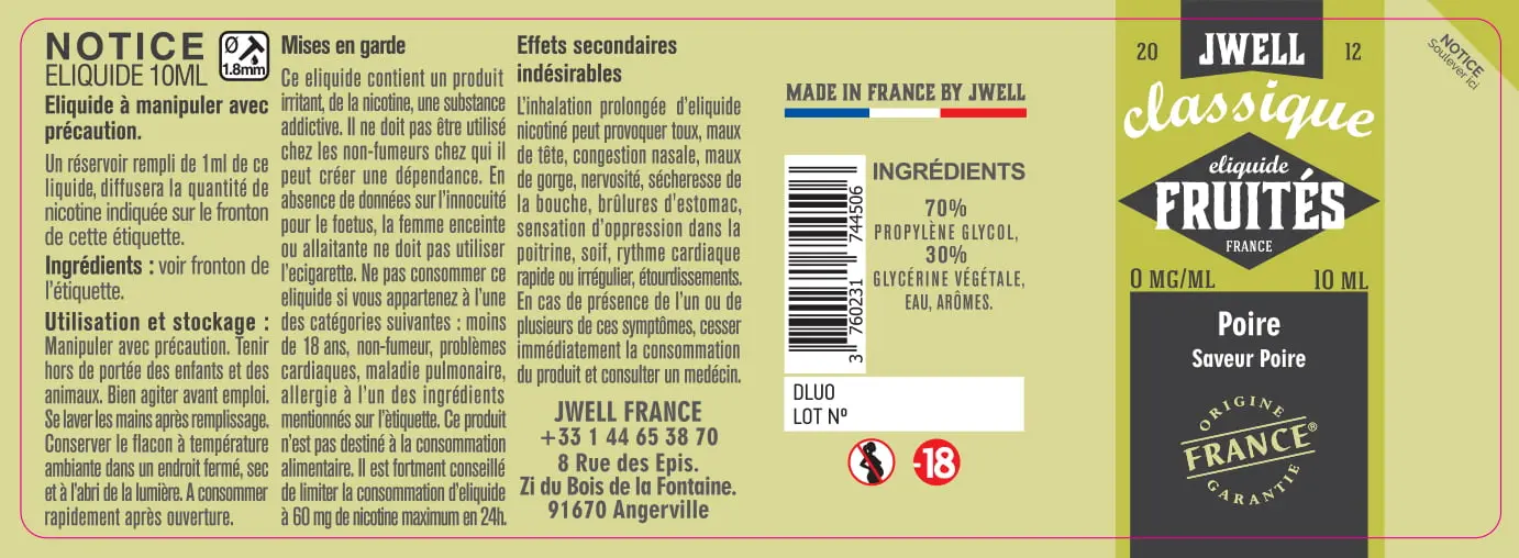 40X114 10ML POIRE 10ml label-0mg