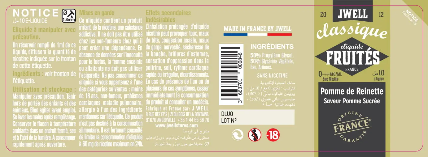 40X114 10ML POMME DE REINETTE 10ml ALGERIA-0mg