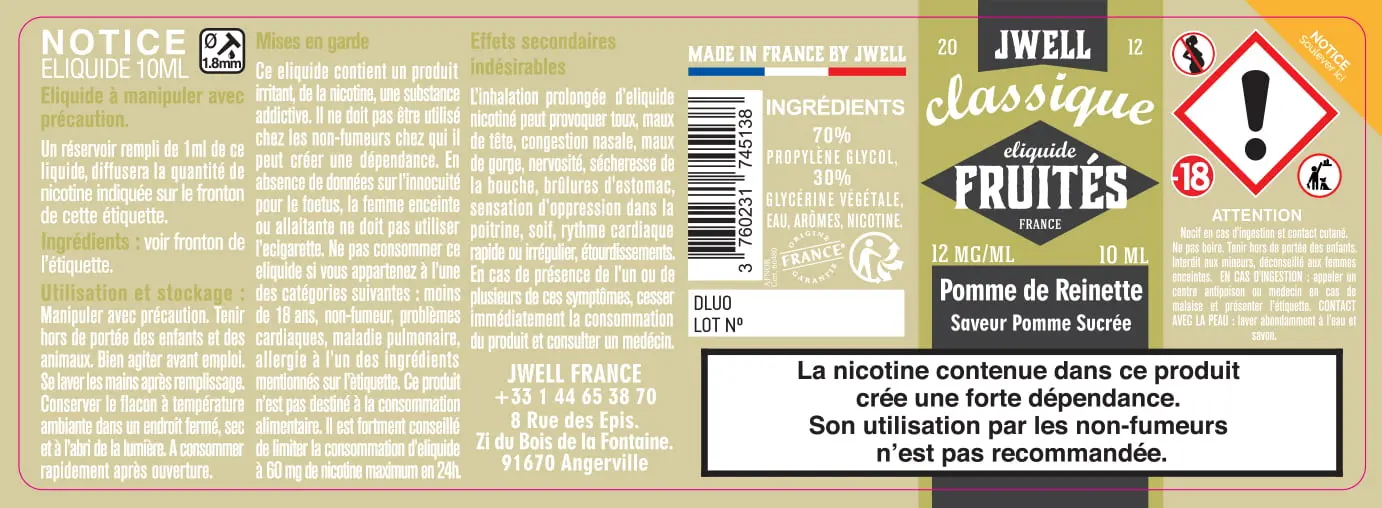 40X114 10ML POMME DE REINETTE 10ml_12MG - CLASSIC FRUITES