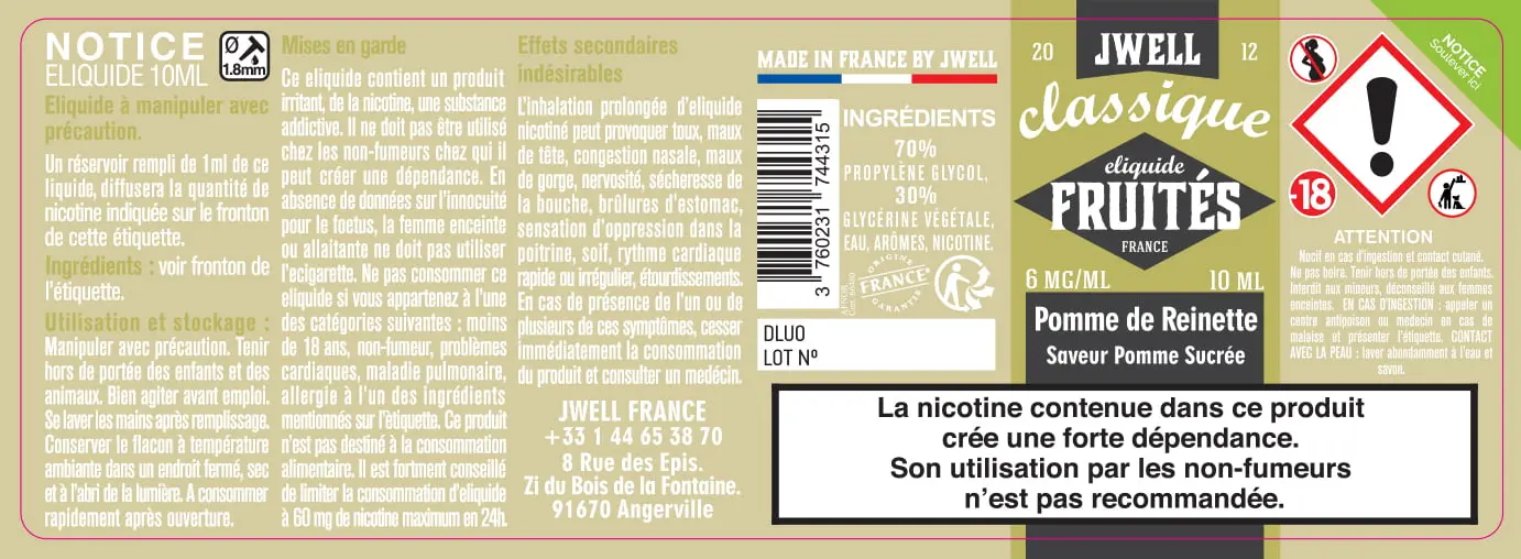 40X114 10ML POMME DE REINETTE 10ml_6MG - CLASSIC FRUITES